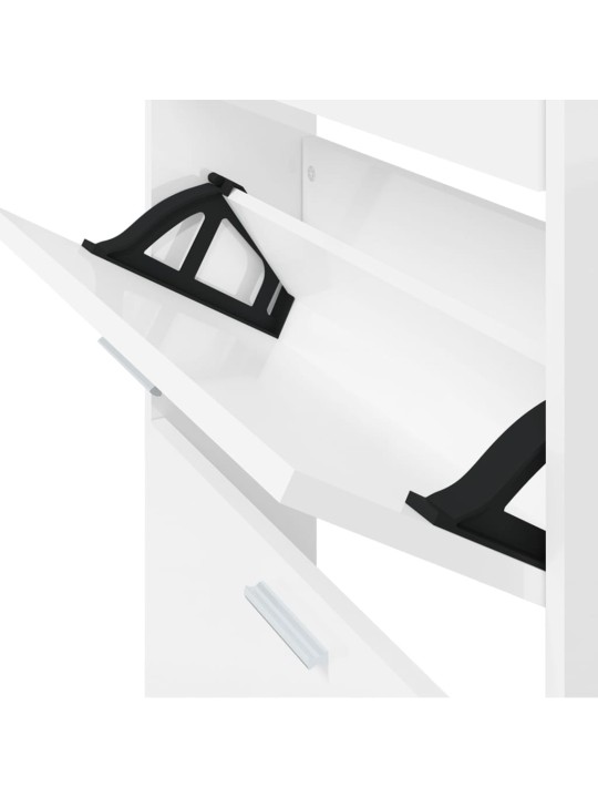 Botník bílý s vysokým leskem 59 x 17 x 169 cm kompozitní dřevo