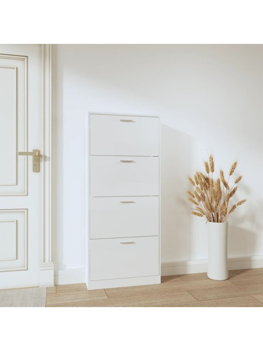 Botník bílý s vysokým leskem 59x17x150 cm kompozitní dřevo