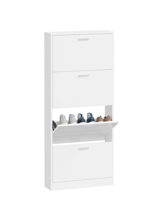 Botník bílý s vysokým leskem 59x17x150 cm kompozitní dřevo