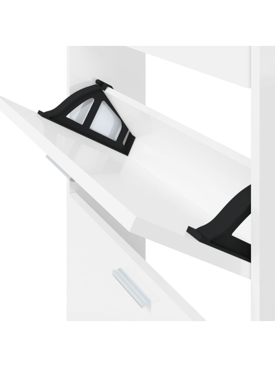 Botník bílý s vysokým leskem 59x17x150 cm kompozitní dřevo