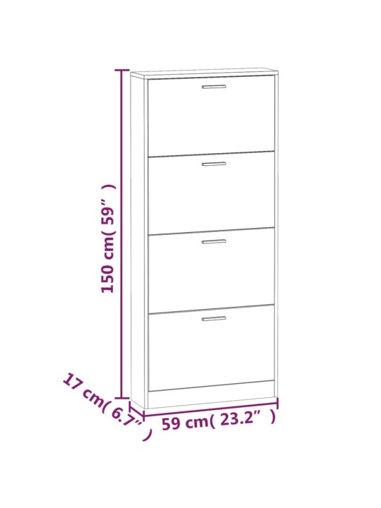 Botník bílý s vysokým leskem 59x17x150 cm kompozitní dřevo