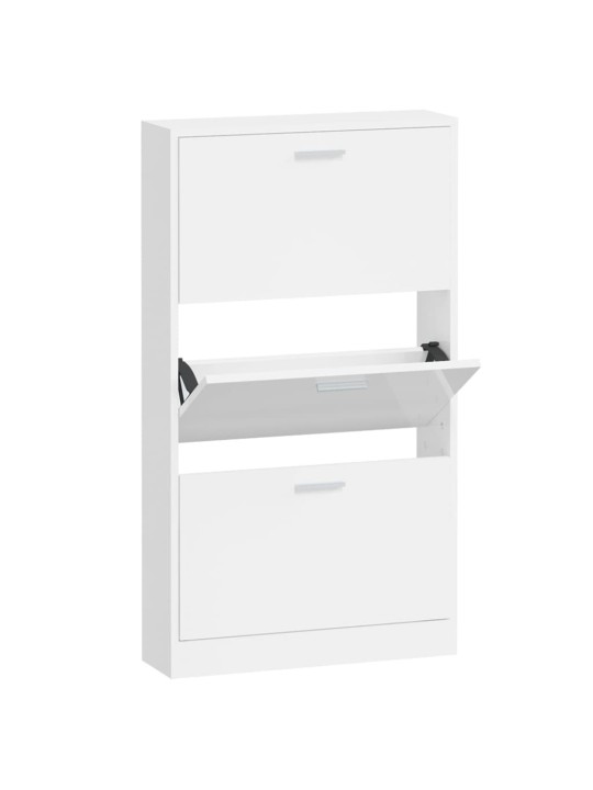 Botník bílý s vysokým leskem 59x17x108 cm kompozitní dřevo