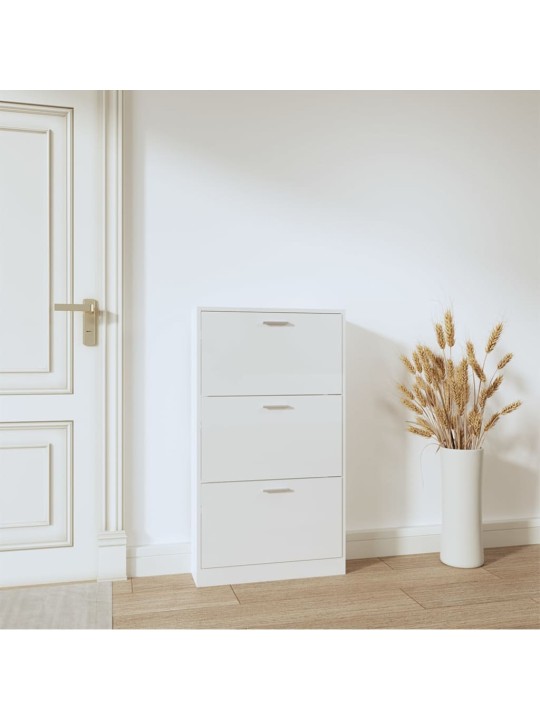 Botník bílý s vysokým leskem 59x17x108 cm kompozitní dřevo