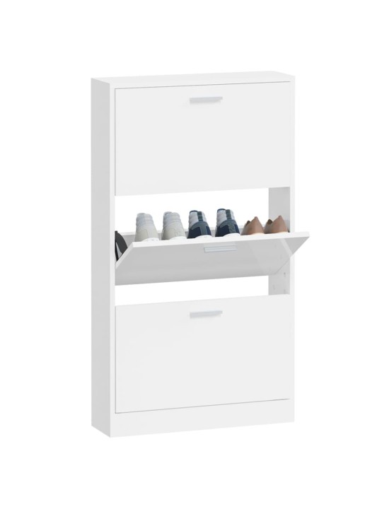Botník bílý s vysokým leskem 59x17x108 cm kompozitní dřevo