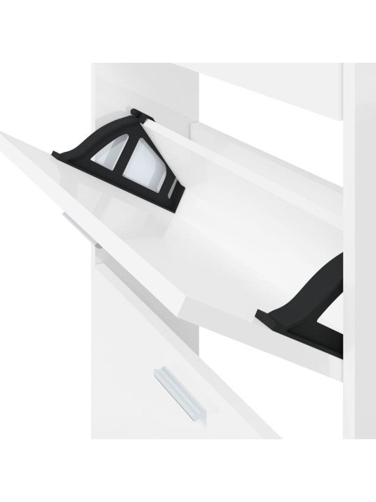 Botník bílý s vysokým leskem 59x17x108 cm kompozitní dřevo