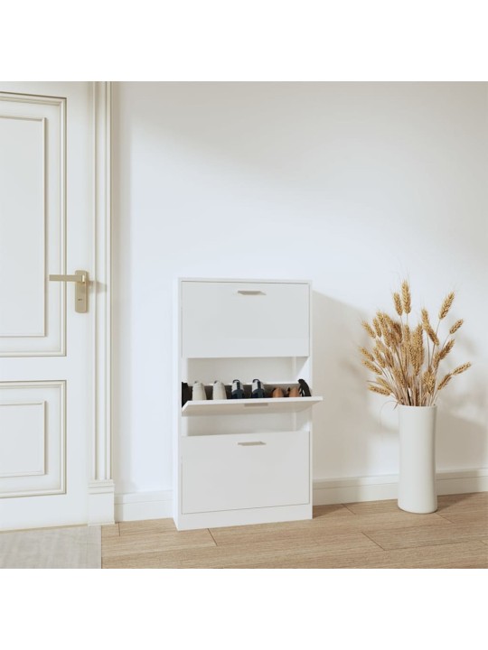 Botník bílý s vysokým leskem 59x17x108 cm kompozitní dřevo