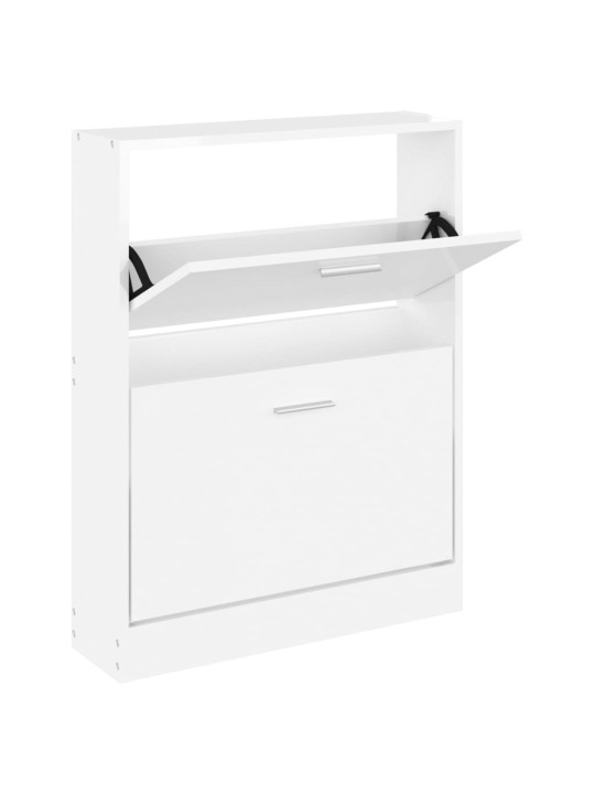 Botník bílý s vysokým leskem 59x17x81 cm kompozitní dřevo