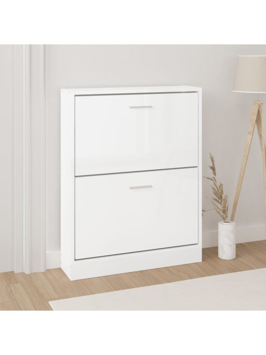 Botník bílý s vysokým leskem 59x17x81 cm kompozitní dřevo