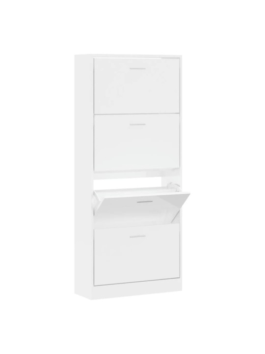 Botník bílý s vysokým leskem 63x24x147 cm kompozitní dřevo