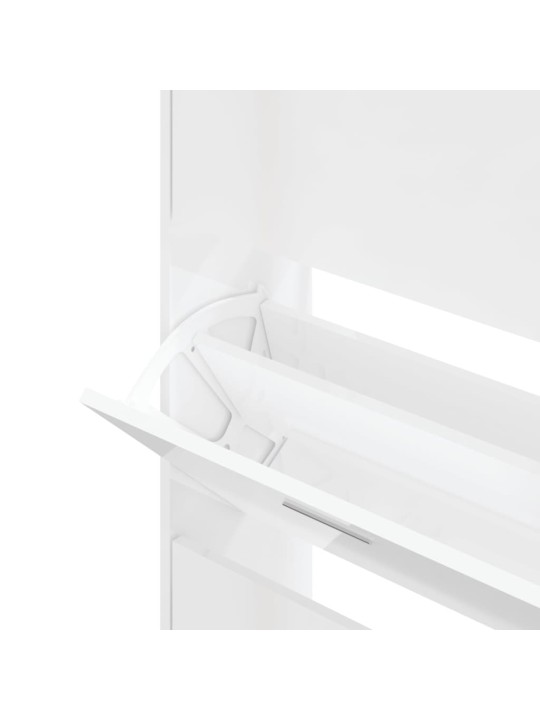 Botník bílý s vysokým leskem 63x24x147 cm kompozitní dřevo