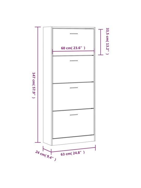 Botník bílý s vysokým leskem 63x24x147 cm kompozitní dřevo