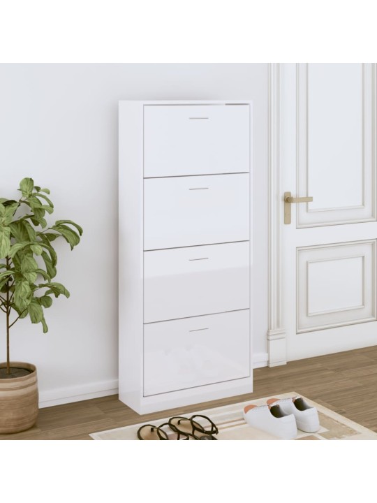 Botník bílý s vysokým leskem 63x24x147 cm kompozitní dřevo