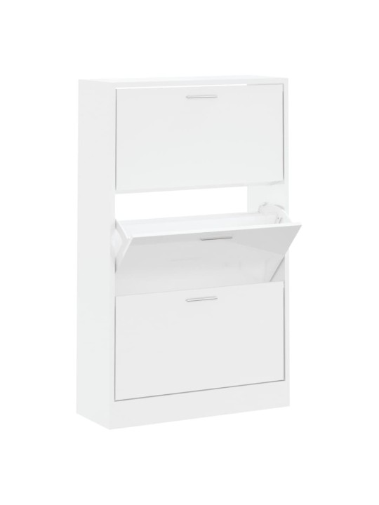Botník bílý s vysokým leskem 63x24x103 cm kompozitní dřevo
