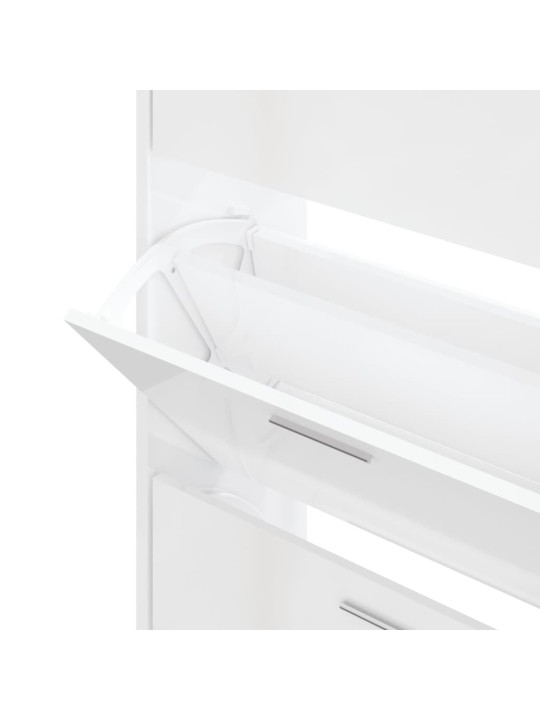 Botník bílý s vysokým leskem 63x24x103 cm kompozitní dřevo