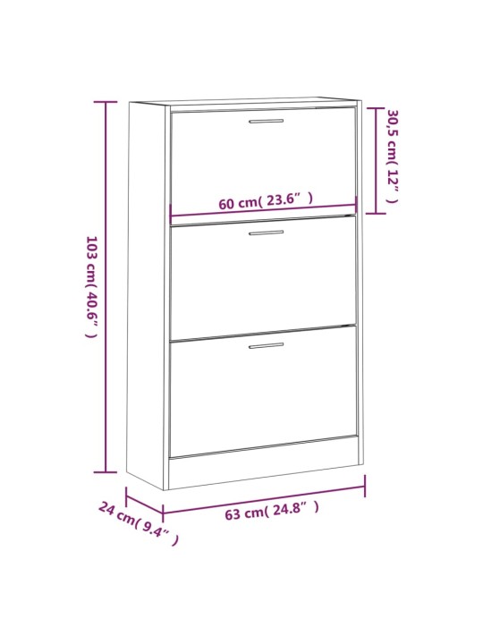 Botník bílý s vysokým leskem 63x24x103 cm kompozitní dřevo