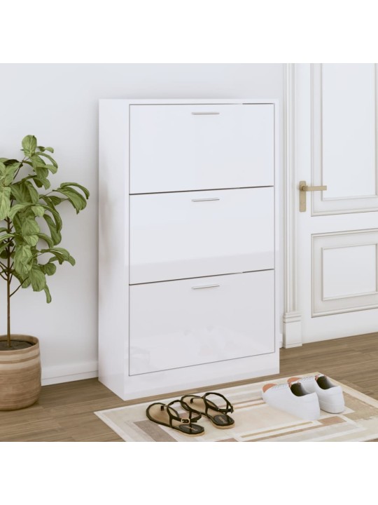 Botník bílý s vysokým leskem 63x24x103 cm kompozitní dřevo