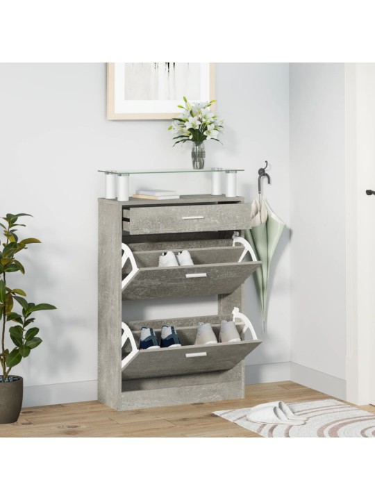 Botník betonově šedý 63 x 24 x 104 cm kompozitní dřevo