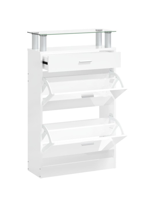 Botník bílý s vysokým leskem 63 x 24 x 104 cm kompozitní dřevo