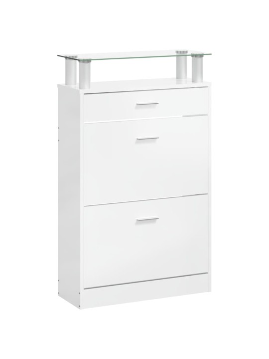 Botník bílý s vysokým leskem 63 x 24 x 104 cm kompozitní dřevo