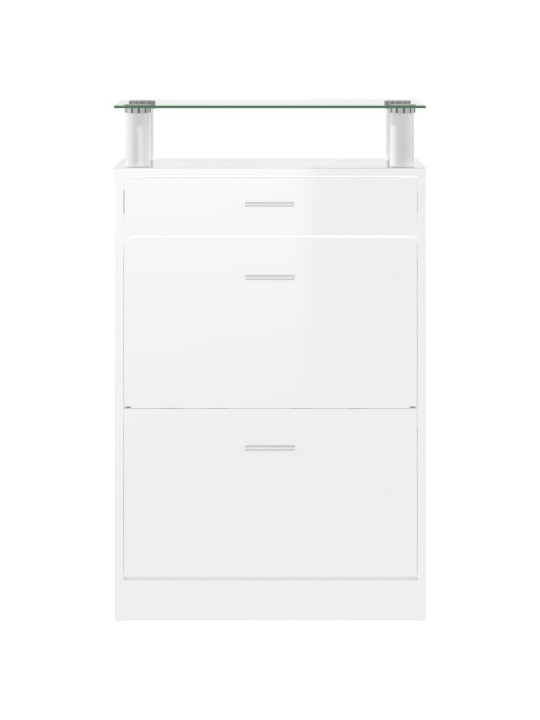 Botník bílý s vysokým leskem 63 x 24 x 104 cm kompozitní dřevo