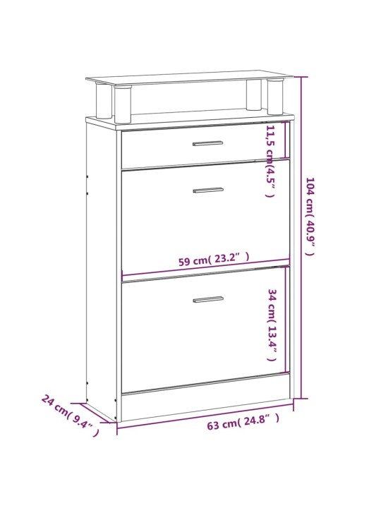 Botník bílý s vysokým leskem 63 x 24 x 104 cm kompozitní dřevo