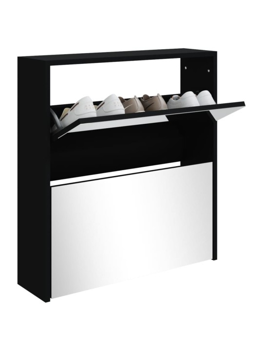 Botník se zrcadlem 2patrový černý 63 x 17 x 67 cm