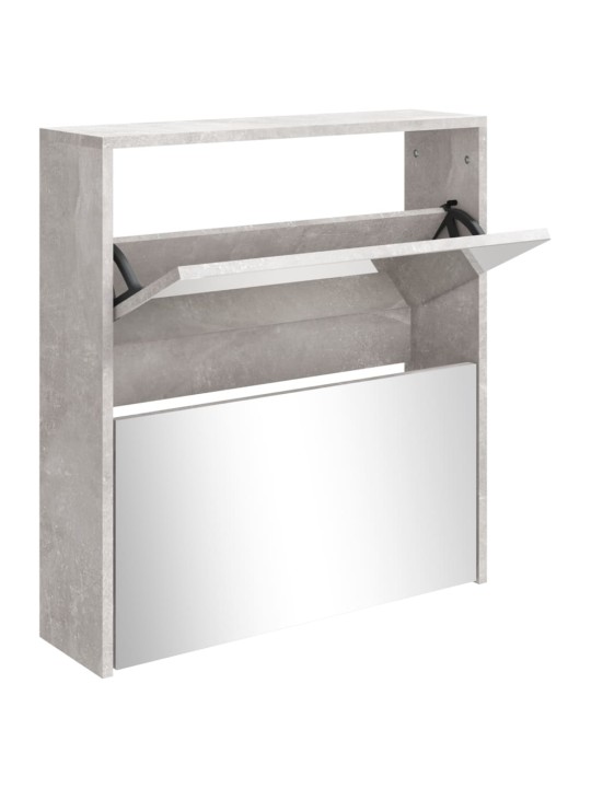 Botník se zrcadlem 2patrový betonově šedá 63 x 17 x 67 cm