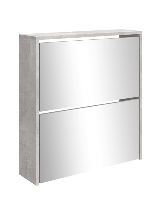 Botník se zrcadlem 2patrový betonově šedá 63 x 17 x 67 cm