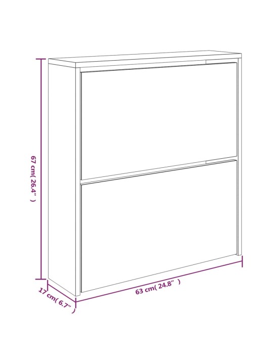 Botník se zrcadlem 2patrový betonově šedá 63 x 17 x 67 cm