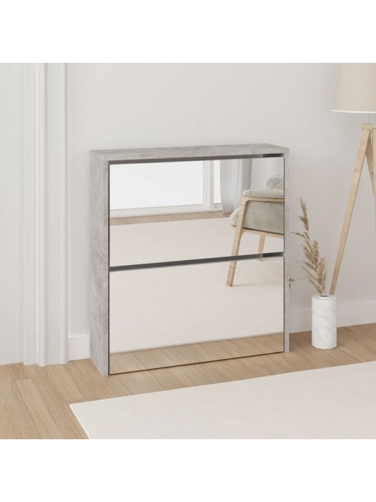 Botník se zrcadlem 2patrový betonově šedá 63 x 17 x 67 cm