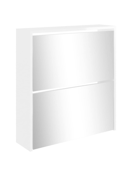 Botník se zrcadlem 2patrový bílá s vysokým leskem 63x17x67 cm