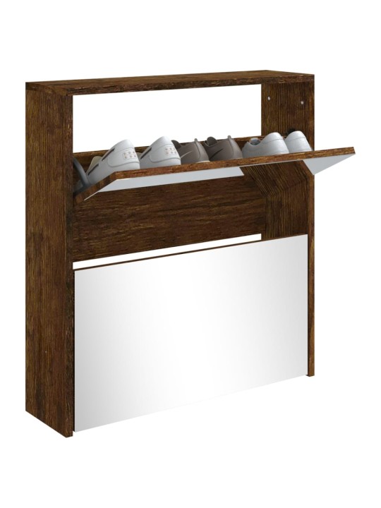 Botník se zrcadlem 2patrový kouřový dub 63 x 17 x 67 cm