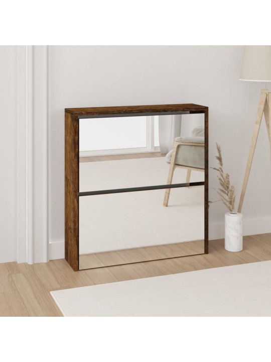 Botník se zrcadlem 2patrový kouřový dub 63 x 17 x 67 cm