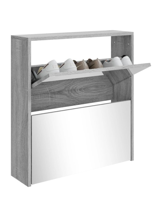 Botník se zrcadlem 2patrový šedá sonoma 63 x 17 x 67 cm