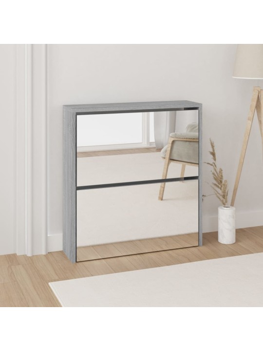 Botník se zrcadlem 2patrový šedá sonoma 63 x 17 x 67 cm