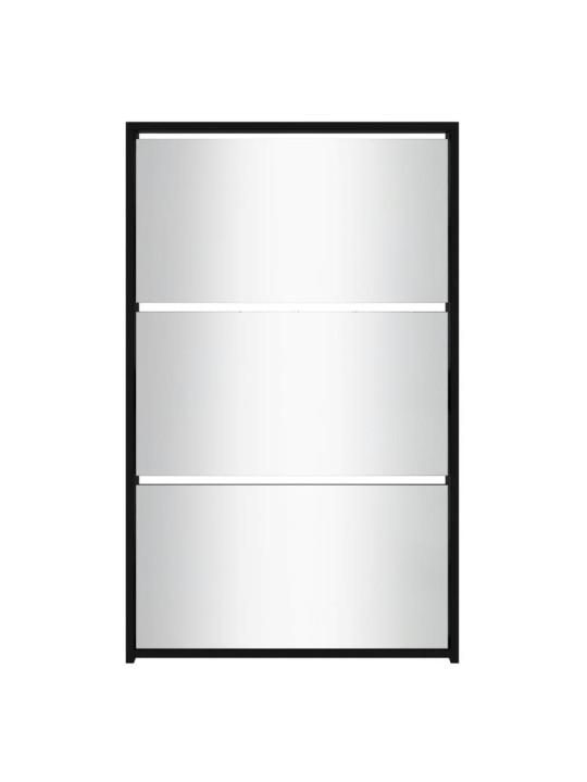 Botník se zrcadlem 3patrový černý 63 x 17 x 102,5 cm