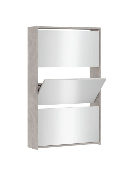 Botník se zrcadlem 3patrový betonově šedá 63x17x102,5 cm