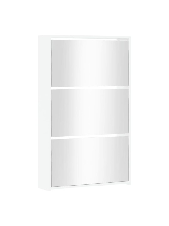 Botník se zrcadlem 3patrový bílá s vysokým leskem 63x17x102,5cm