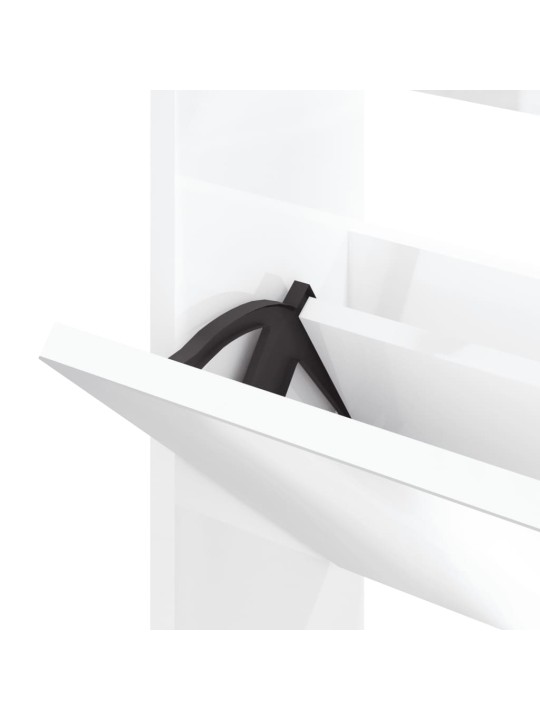 Botník se zrcadlem 3patrový bílá s vysokým leskem 63x17x102,5cm