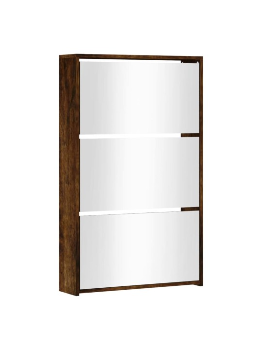 Botník se zrcadlem 3patrový kouřový dub 63x17x102,5 cm