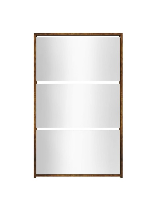 Botník se zrcadlem 3patrový kouřový dub 63x17x102,5 cm