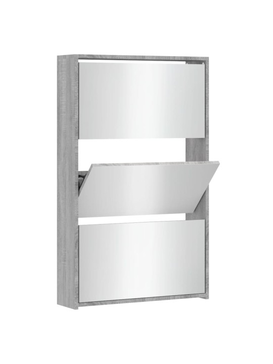 Botník se zrcadlem 3patrový šedá sonoma 63x17x102,5 cm