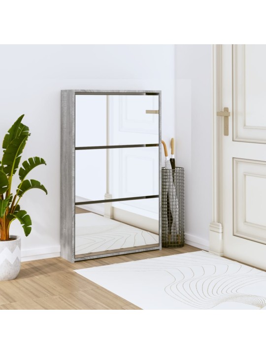 Botník se zrcadlem 3patrový šedá sonoma 63x17x102,5 cm
