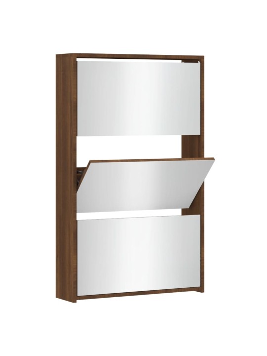 Botník se zrcadlem 3patrový hnědý dub 63x17x102,5 cm