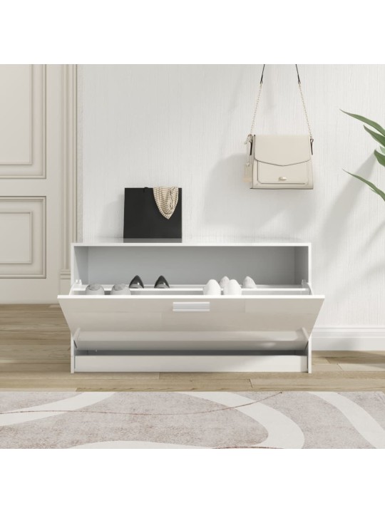 Botníková lavice bílá vysoký lesk 80x24x45 cm kompozitní dřevo