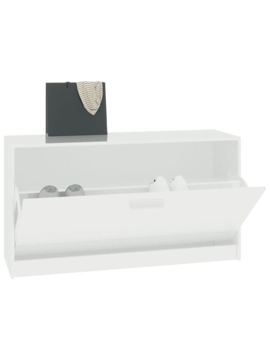 Botníková lavice bílá vysoký lesk 80x24x45 cm kompozitní dřevo