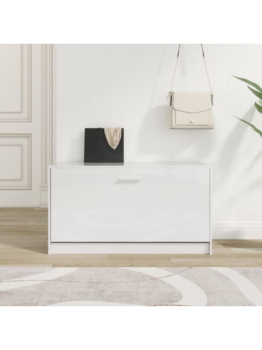Botníková lavice bílá vysoký lesk 80x24x45 cm kompozitní dřevo