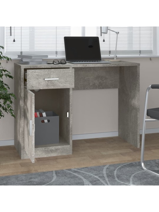 Psací stůl zásuvka a skříňka betonově šedý 100x40x73cm kompozit