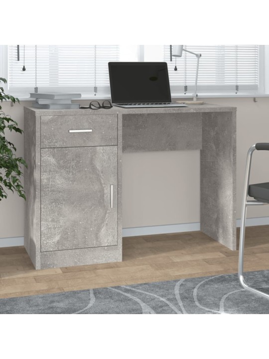 Psací stůl zásuvka a skříňka betonově šedý 100x40x73cm kompozit