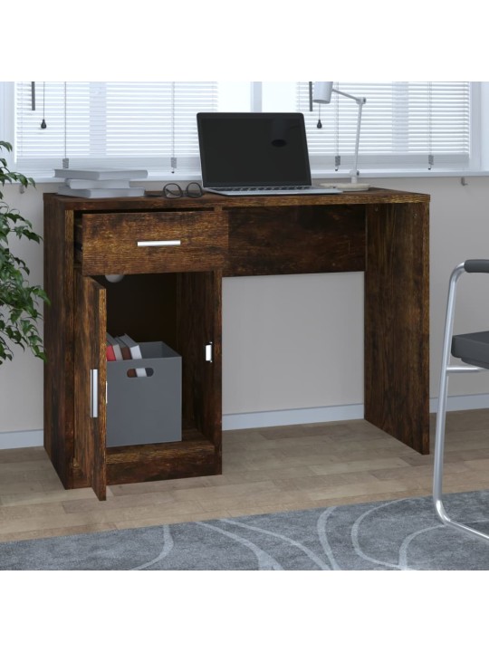Psací stůl zásuvka a skříňka kouřový dub 100x40x73 cm kompozit